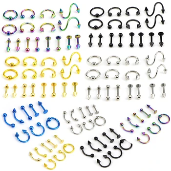 

8/16pcs/lot Steel Ear Piercings Helix Piercings Eyebrow Piercings Lip Labret Rings Earring Tragus Barbell Piercings Body Jewelry