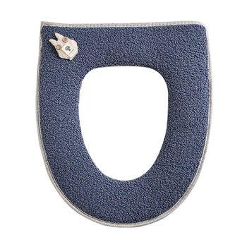 

Thickened Toilet Seat Cover Washable Removable Cushion Zipper With Handle Universal Winter Warm Home Teddy Velvet Bathroom Hotel