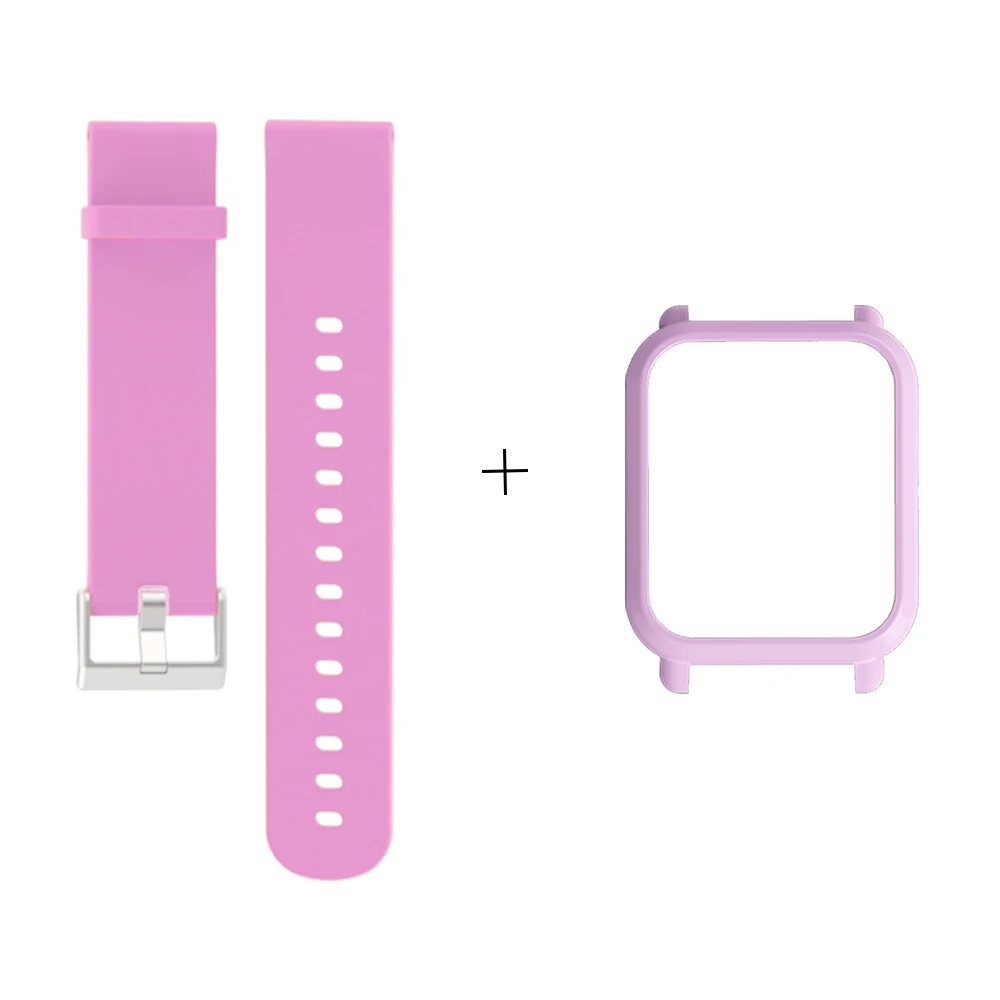 Mijobs 20 мм ремешок браслет защитный чехол крышка ПК оболочка для Huami Xiaomi Amazfit GTS Bip BIT PACE Lite Смарт-часы ремешок - Цвет: Pink