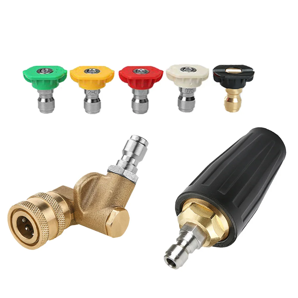 1/4" Quick Connector Rotary Turbo Nozzles Adjustable Adapter Brass