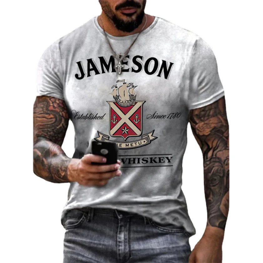 American Oversized T-shirt 3d Printing Men's Retro Summer New Style Street Short-sleeved Clothes Fashion Street Loose Top S-6xl