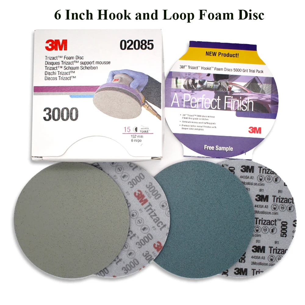 6 Inch 152mm Dry Wet Sandpaper Foam Disc 3000 5000 Grit Hook And Loop
