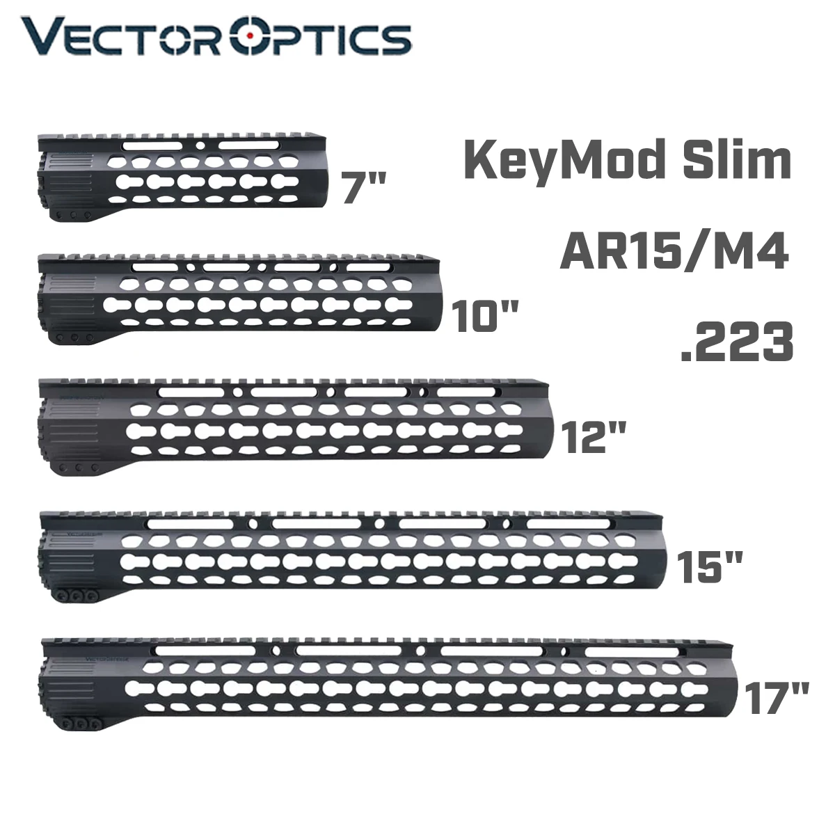 Vector Optics Tactical 15 inch AR15 KeyMod Slim Free Float Handguard ...