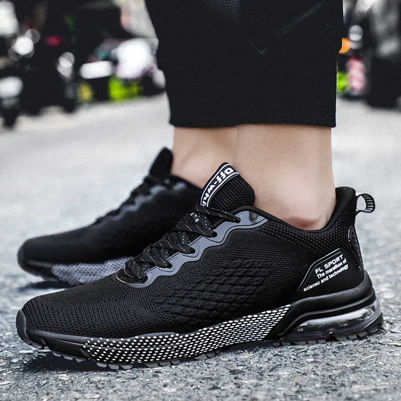Новинка; кроссовки для бега; Мужские дышащие кроссовки; zapatillas hombre; Flykint; на шнуровке; с воздушной подушкой; для тренажерного зала; для улицы; для бега; спортивная обувь