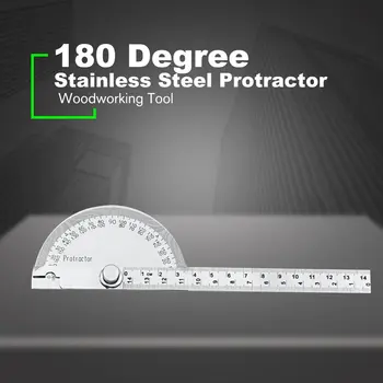 

14.5cm 180Degree Adjustable Protractor Stainless Steel Arm Rotary Multifunction Roundhead Angle Ruler Woodworking Measuring Tool