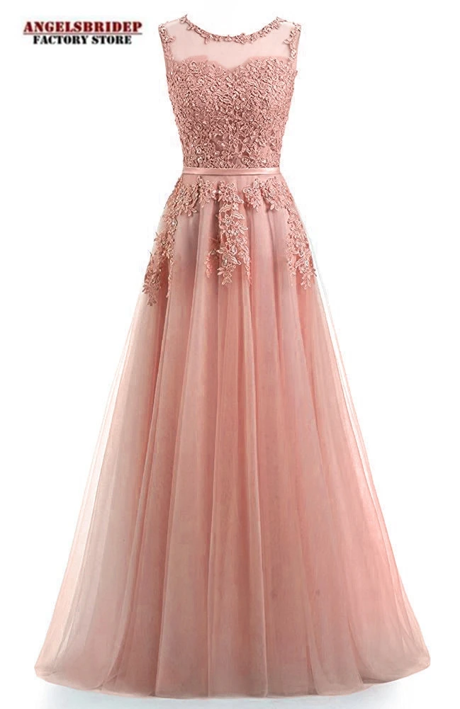 Fashion-Sheer-Neck-Long-Evening-Dresses-Vestidos-de-festa-Applqiue-Empire-Waist-Floor-Length-Prom-Pageant (3)