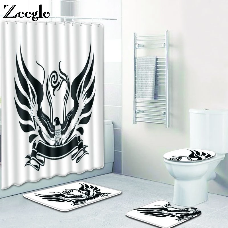 Zeegle Toilet Pedestal Rug Foot Mat Absorbent Bathroom Doormat Shower Mat Flannel Soft Toilet Seat Cover Mat 4pcs Bath Mat Set
