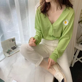 

New hot style European embroidery flower single-breasted female knit cardigan sweater small coat jacket