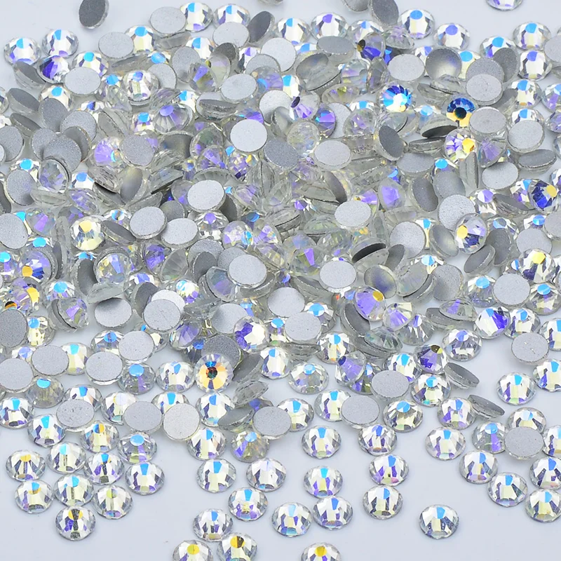 JUNAO-SS-6-8-10-12-16-20-Night-Sky-Color-Glass-Crystals-Nail-Rhinestones-Flat