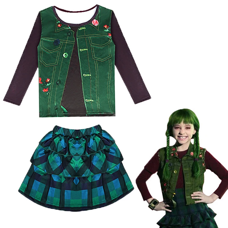 

Baby Girls Zombies 2 Lacey Zoey Cosplay Dress Performance Suit Carnival Halloween Costume Party Clothing Sets For Kids