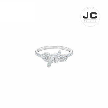 

New Fashion Charms Silver 925 Original Copy SWAn Female Jewelry,Lifelong Bow Bowknot Romantic Ring With Logo Jewelry Gift