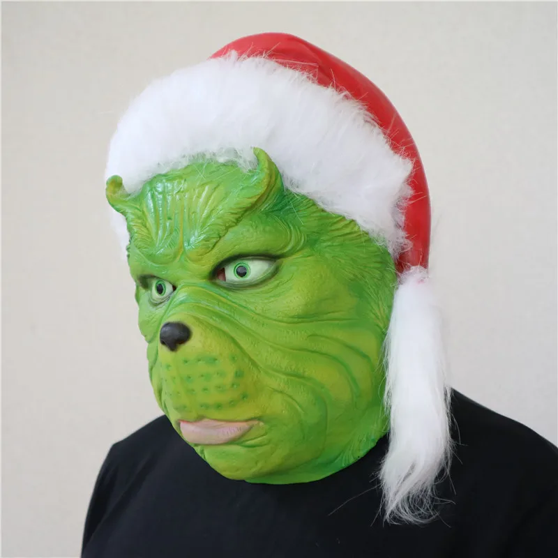 Маска Grinch, маскарадные костюмы Санта-Клауса, шлем лося, как Grinch украли, рождественские реквизиты с зелеными волосами для мужчин, детей, взрослых - Цвет: Mask 6