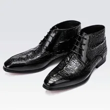 Mens Alligator Skin Boots Genuine Cow Leather Business Office Formal Boots Men Fashion High-end Chelsea Boots Male Mens Alligator Skin Boots Genuine Cow Leather Business Office Formal Boots Men Fashion High-end Chelsea Boots Male