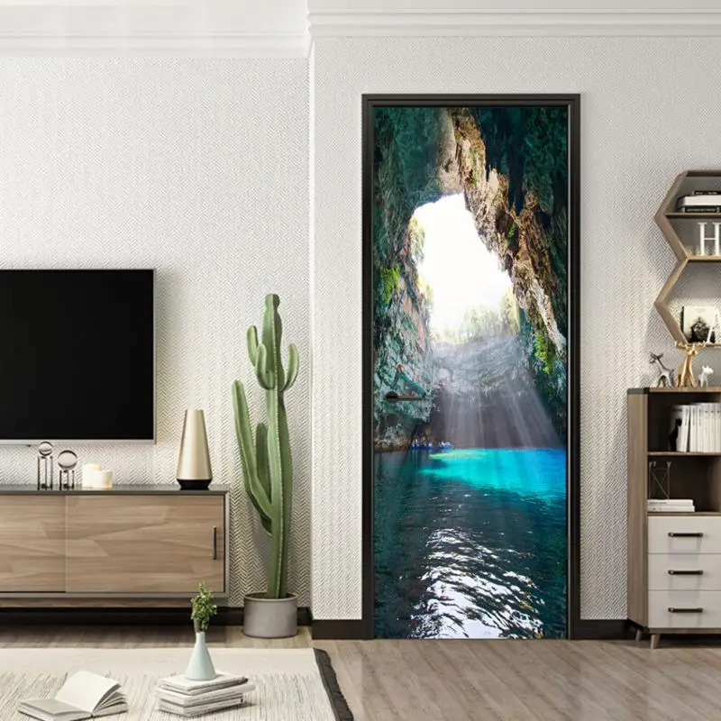 Модные стерео DIY моделирование двери стикер 3D настенные фрески съемные самоклеящиеся обои для дома декоративные двери