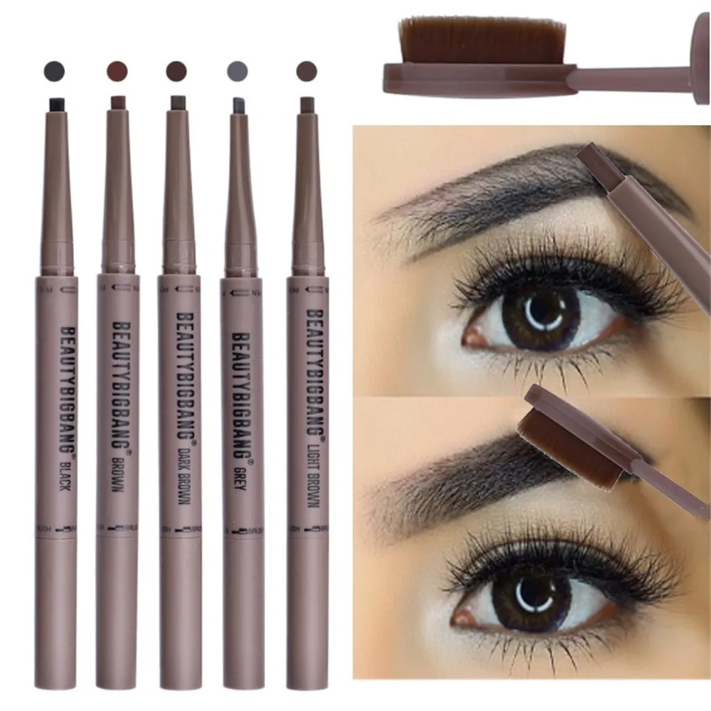 1PC Fashion Double Eyebrow Pen with Brush Toothbrush Head Eyebrow Pencil Multifunctional Waterproof Long Lasting Makeup Tool