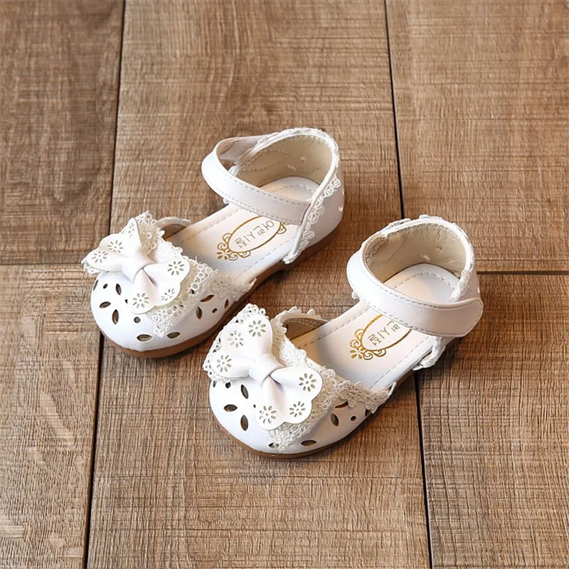 Summer Kids Shoes Fashion Leathers Sweet Children Sandals For Girls Toddler Baby Breathable Hoolow Out Bow Shoes for girls