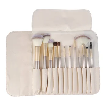 

1 Set Makeup Brush Tool Set Portable Wooden Handle Makeup Brush Eyeshadow Brush with A White Bag