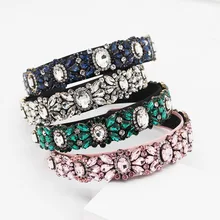 Барокко роскошный большой круглый горный хрусталь частицы мода геометрический цветочный головной убор темперамент шар индивидуальность оголовье 831