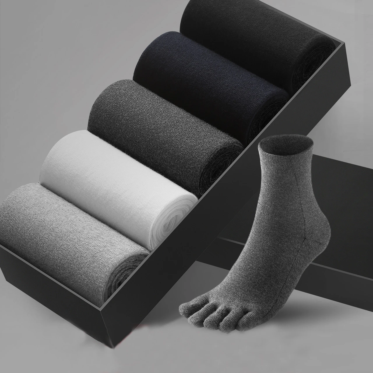 

Unisex Toe Socks Men and Women Five Fingers Socks Breathable Cotton Socks Sports Running Solid Color Black White Grey happy Soks