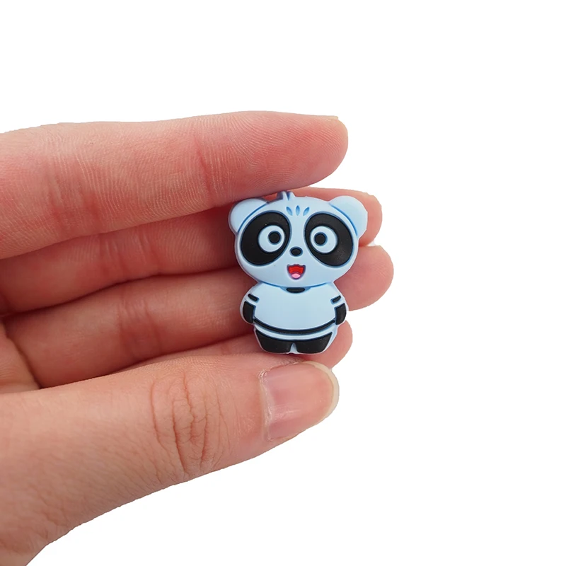 Chenkai 10PCS Mini Panda Shaped Silicone Lovely Beads BPA Free For DIY Baby Making Sensory Jewelry Necklace Chain Food Grad