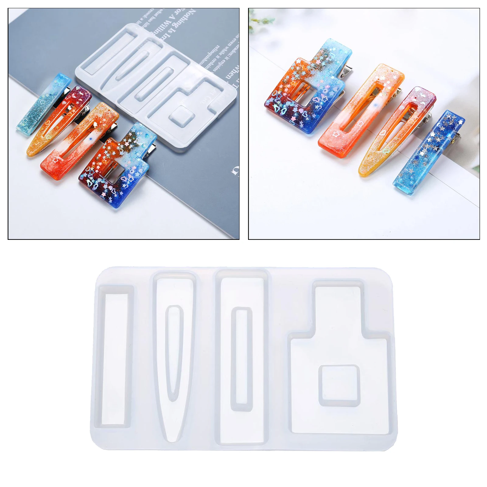 2 Packs Molds DIY Hair Pin Casting Mold Kit for Hair Clip Silicone Molds, Easy and Durable to Use
