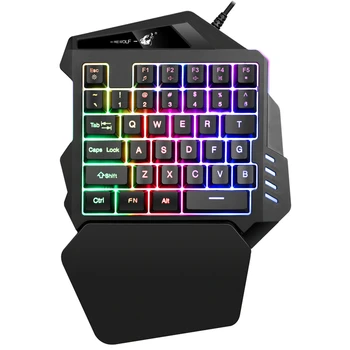 

Free wolf K13 35 Keys LED Backlight Ergonomic Design One Hand Mechanical Feeling USB Wired Gaming Keypad Keyboard with Backlight