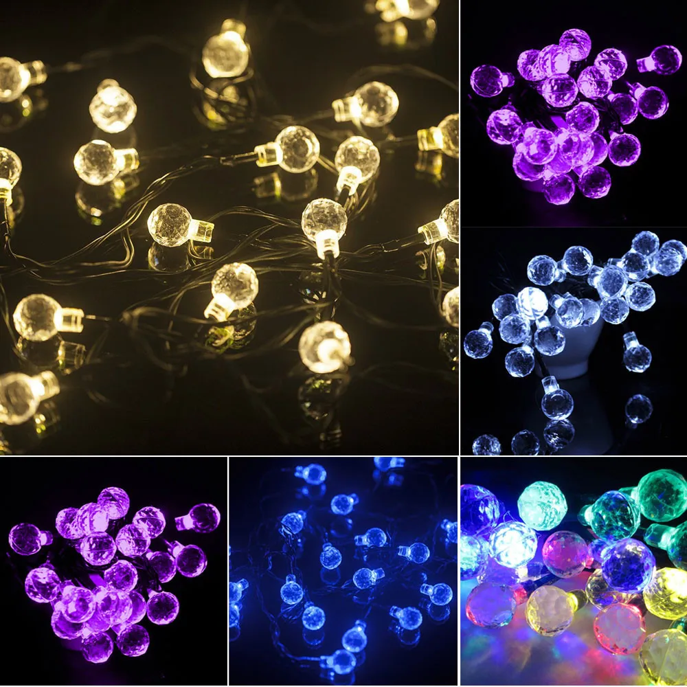 6,5 м 30LED световые струны Солнечный хрустальный шар струнные огни Рождественские украшения для свадебной вечеринки