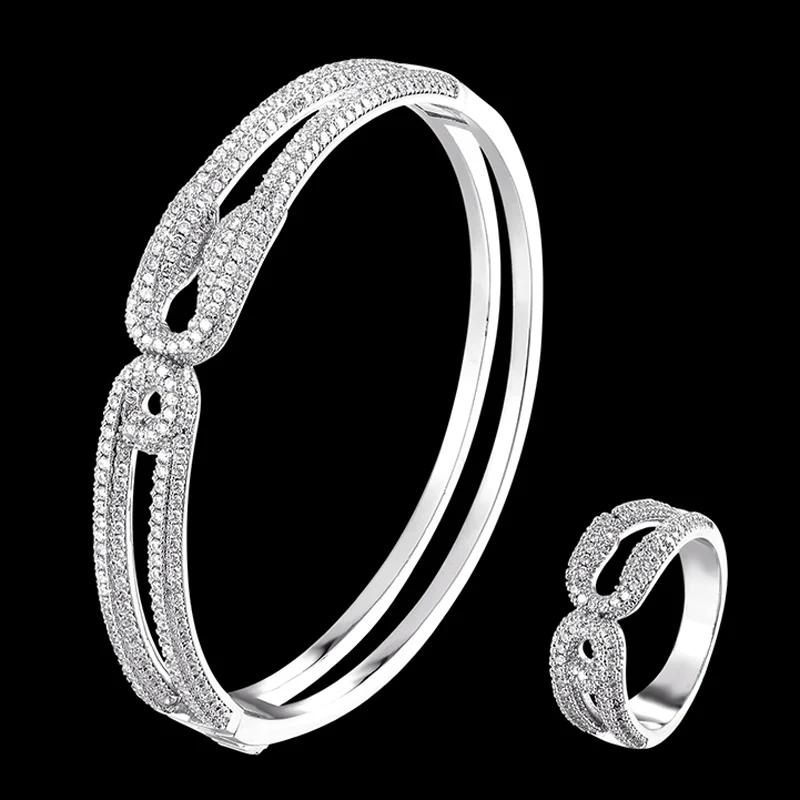 

Zlxgirl новое поступление AAA фианиты в форме булавки медный браслет с кольцом ювелирные наборы модные женские браслеты anel