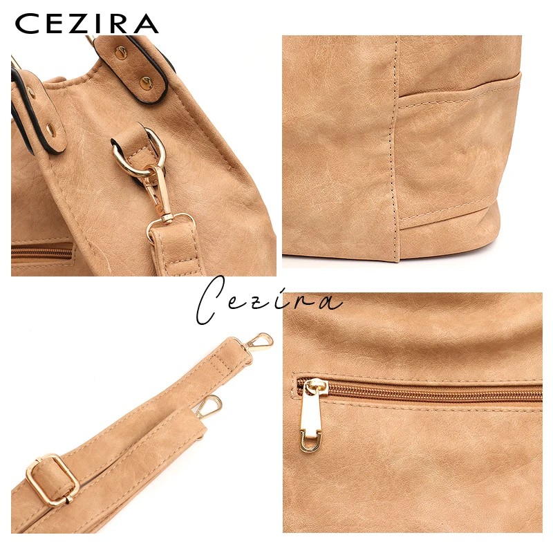 CEZIRA, большие повседневные сумки-Хобо на плечо, женская сумка из Веганской кожи, женская сумка высокого качества из искусственной кожи на плечо и через плечо, Женская рабочая сумка