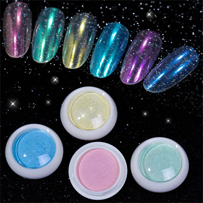 Limited Chance of  New Aurora Unicorn Nail Art Glitter Powder Mirror Chrome Rainbow Pigment Nail Decoration Accessorie