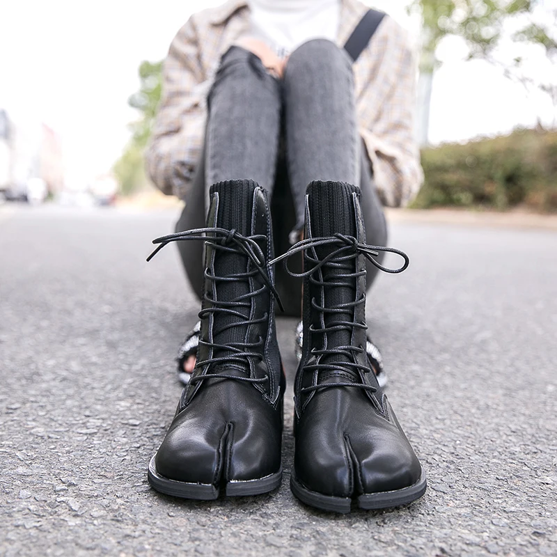 pu leather\u0026knitting tabi ninja martin 