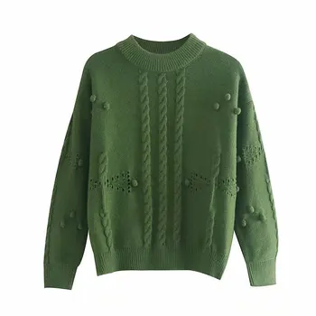 

Fashion New SD68-9212 European and American fashionable semi-high collar three-dimensional ball sweater