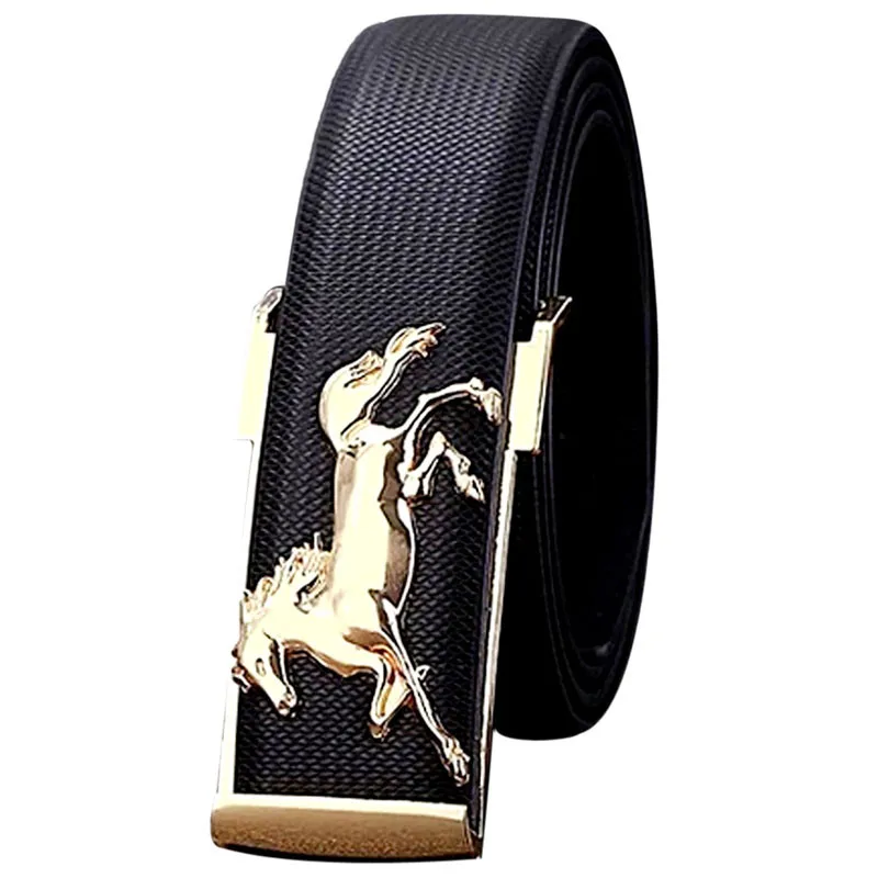 Известный бренд, мужской ремень, высокое качество, настоящие роскошные ремни, Золотая лошадь, кожаный ремень для отдыха, деловой мужской ремень, пояс с металлической пряжкой