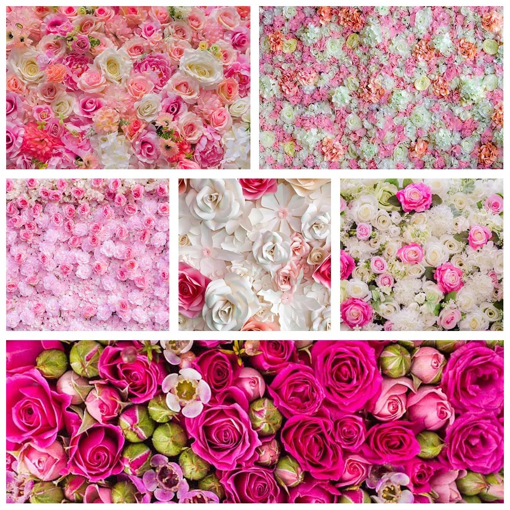 

Mehofond Wedding Rose Flower Backdrop Pink Ceremony Stage Baby Birthday Party Photography Background Decor Props Photo Studio