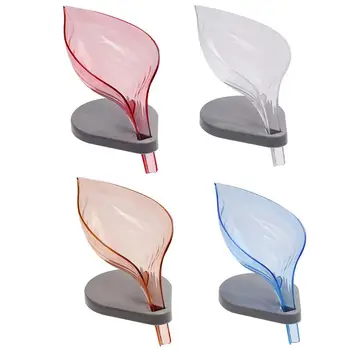 

4pcs Soap Case Suction Cup Drain Leaf Shaped Durable Soap Holder Soap Rack Soap Tray for Kitchen