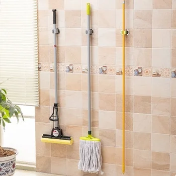 

304 Stainless Steel Multifunctional Mop Clip Mop Rack Hook Broom Card Holder Seamless Bathroom Hook Balcony Pier Cloth Rack