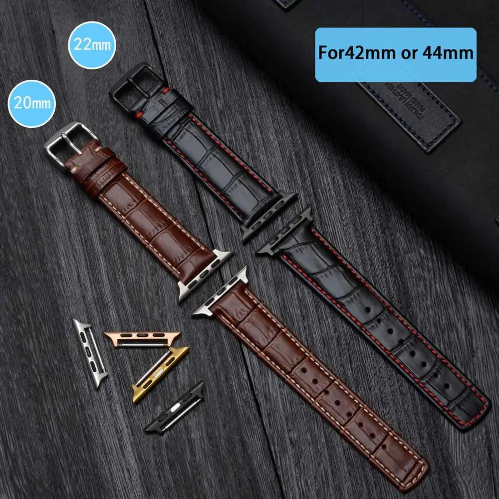 Кожаный ремешок Anbeer для часов Apple 38 мм 40 42 44 Iwatch series 5 4 3 2 1 браслет мужские ремешки