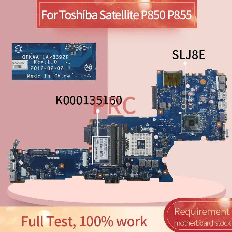 Placa-mãe para Toshiba Computador Portátil Satellite P855 Notebook Mainboard La-8392p Slj8e K000135160 P850 - Imagem 2