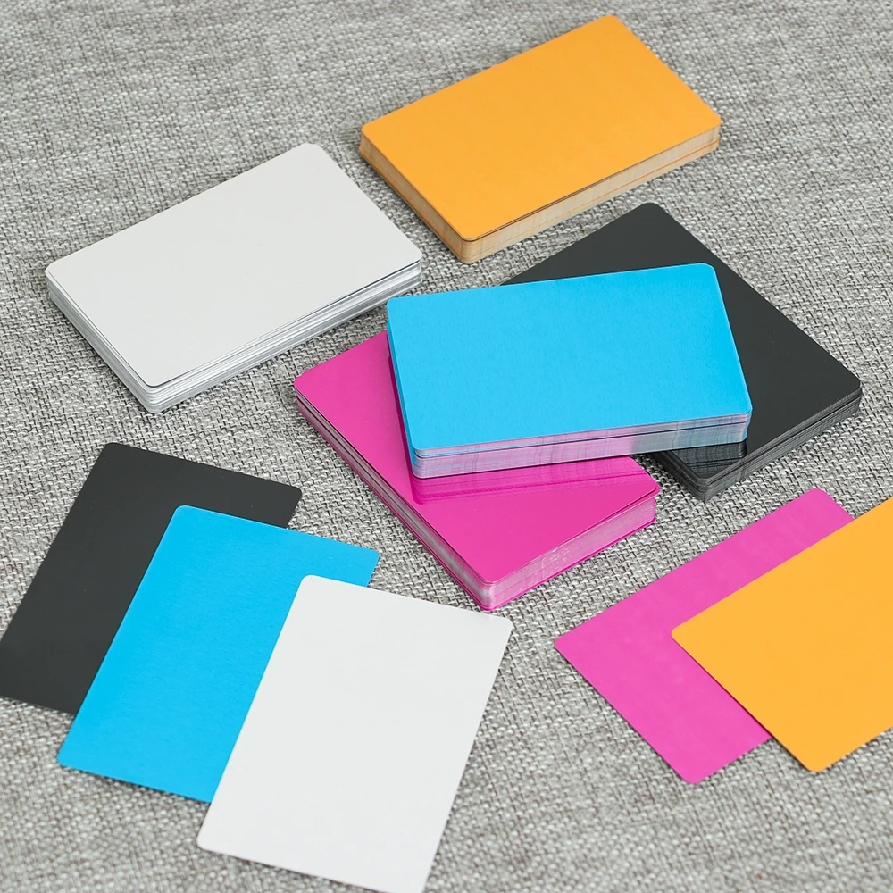 50Pcs/Set Colorful Aluminum Alloy Business Card Portable Metal Carte Name Cards Laser Engraving Busi