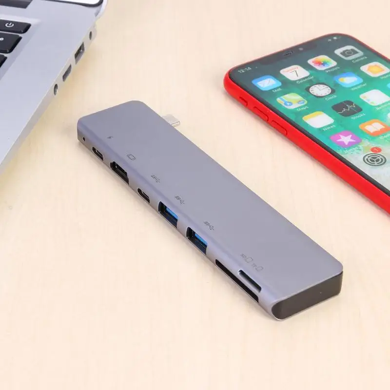7 в 1 USB TYPE-C концентратор USB-C к HDMI USB, для карты памяти TF карта TYPE-C адаптер Многофункциональная док-станция для ноутбука