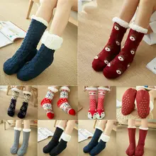 Women Soft Winter Warm Socks Non Slip Knitted Christmas Slipper Socks Gripper Soles Socks