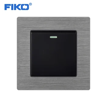 

FIKO Push Button Switch 1/2/3/4 Gang 1/2 Way Black Aluminum Alloy Panel Fluorescent Indicator 110v Wall Switch Free Shipping