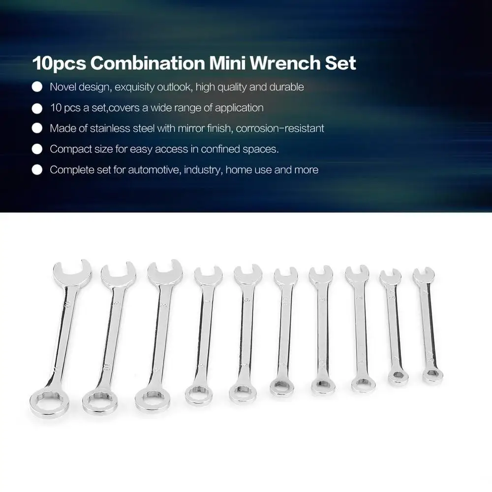 

10pcs Combination Mini Wrench Set Screwdriver Kit Repair Spanner Repair Tool Reversible Ratchet Electronic Hardware End Metric