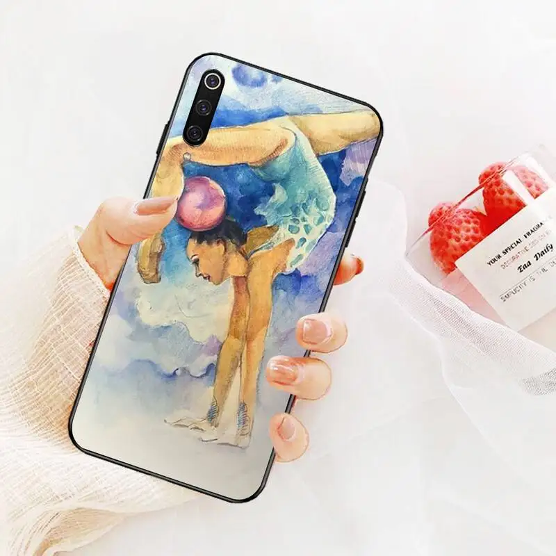 PENGHUWAN Love Gymnastics silhouette sports Custom Photo Phone Case for Redmi Note 8 8A 7 6 6A 5 5A 4 4X 4A Go Pro Plus Prime xiaomi leather case cosmos blue