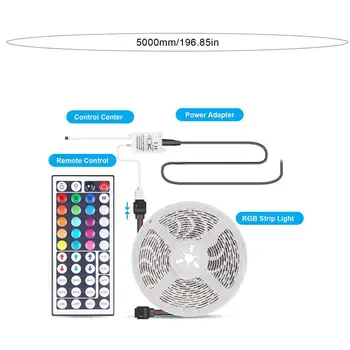 

5M LED Light Strip With 60LED/M Drop Glue 3528RGB Color 24/44 Keys Controller Set Led Party Home Decorative Light Strip