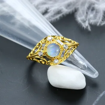 

LiiJi Natural Opal Gemstone Rings for Women 925 Sterling Silver Birthday Wedding Engagament Gift Fine Jewelry