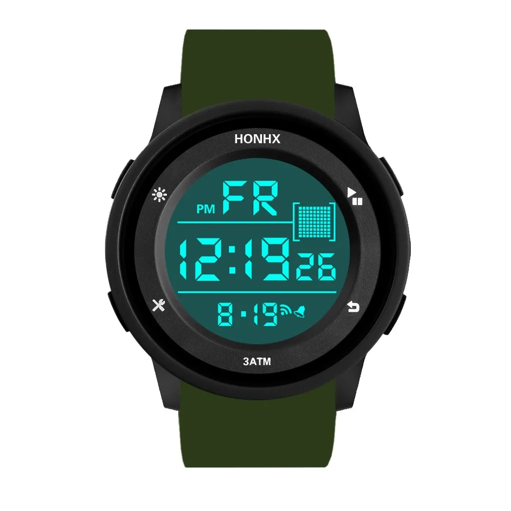 Новейшие мужские часы с ЖК-дисплеем, цифровой секундомер, дата, резиновые спортивные наручные часы, многофункциональные мужские часы Saat@ 5