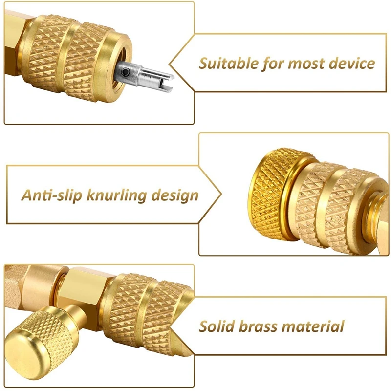  Valve Core Remover 32Pcs R22 R134A R12 A/C Valve Core Remover 20 Spools and 10 Brass Nuts HVAC Spoo
