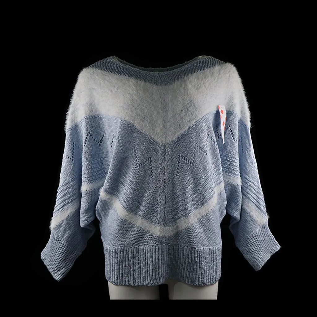 Модный женский свитер с О-образным вырезом, симметричный v-образный узор, теплый зимний Свободный вязаный пуловер, топ, женские свитера, зимний женский свитер