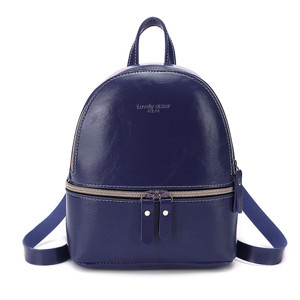 Женский маленький рюкзак из искусственной кожи, простой дизайн, повседневный рюкзак, школьный рюкзак, сумка на плечо, дизайнерская однотонная повседневная женская сумка#30 - Цвет: Синий
